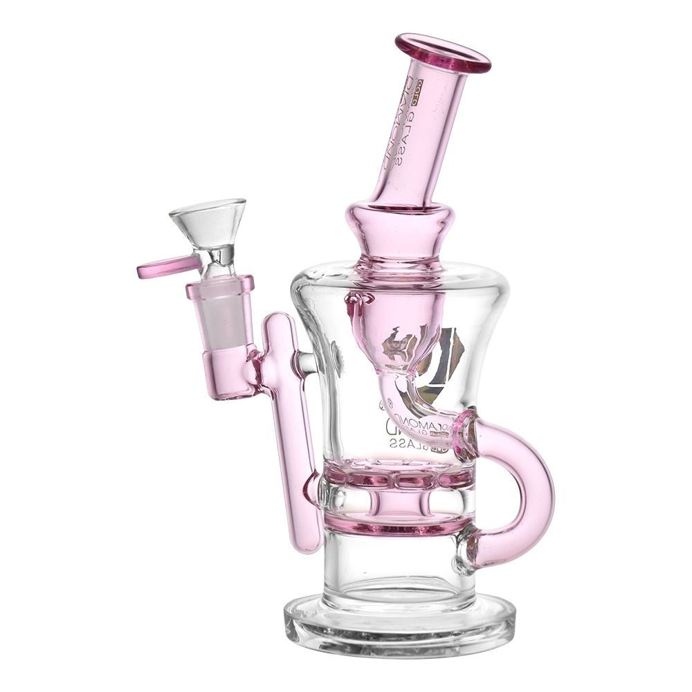 Diamond Glass Gold Ratchet Perc Recycler Water Pipe - 7.75" / 14mm F - Alderson Family Farms