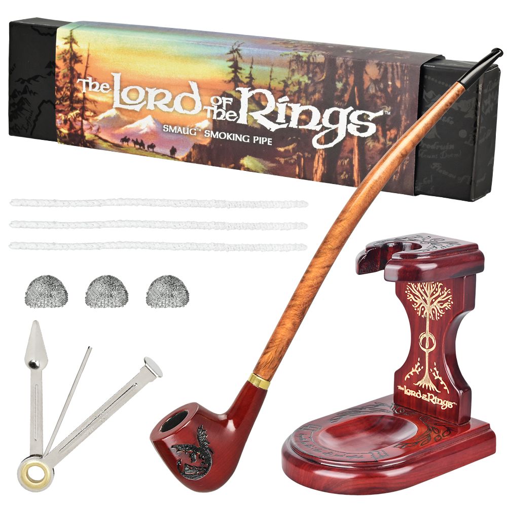 Pulsar Shire Pipes x LoTR SMAUG Pipe & MIDDLE-EARTH Pipe Stand Bundle - 11.5" - Alderson Family Farms