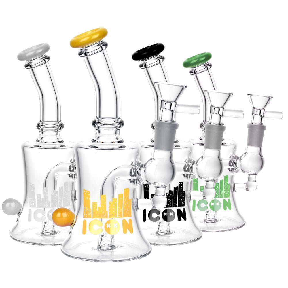Diamond Glass Icon Baggins Water Pipe- 7"/14mm F/Colors Vary - Alderson Family Farms
