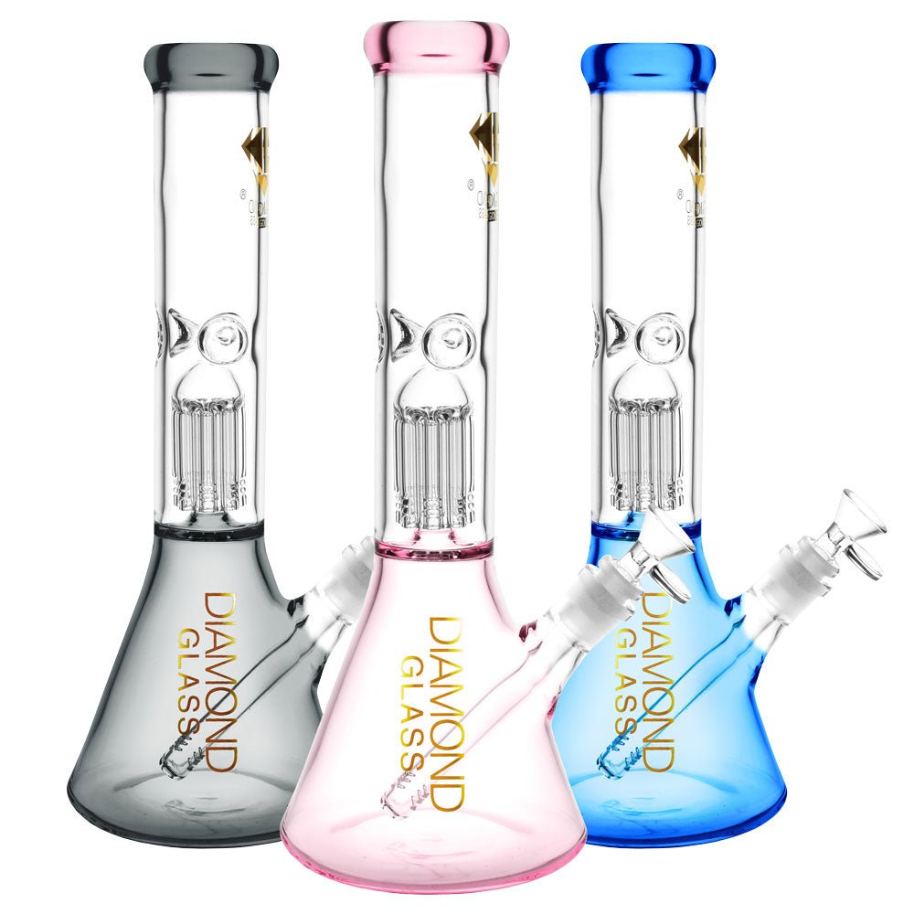 Diamond Glass Mansion Water Pipe-14"/14mmF/Colors Vary - Alderson Family Farms