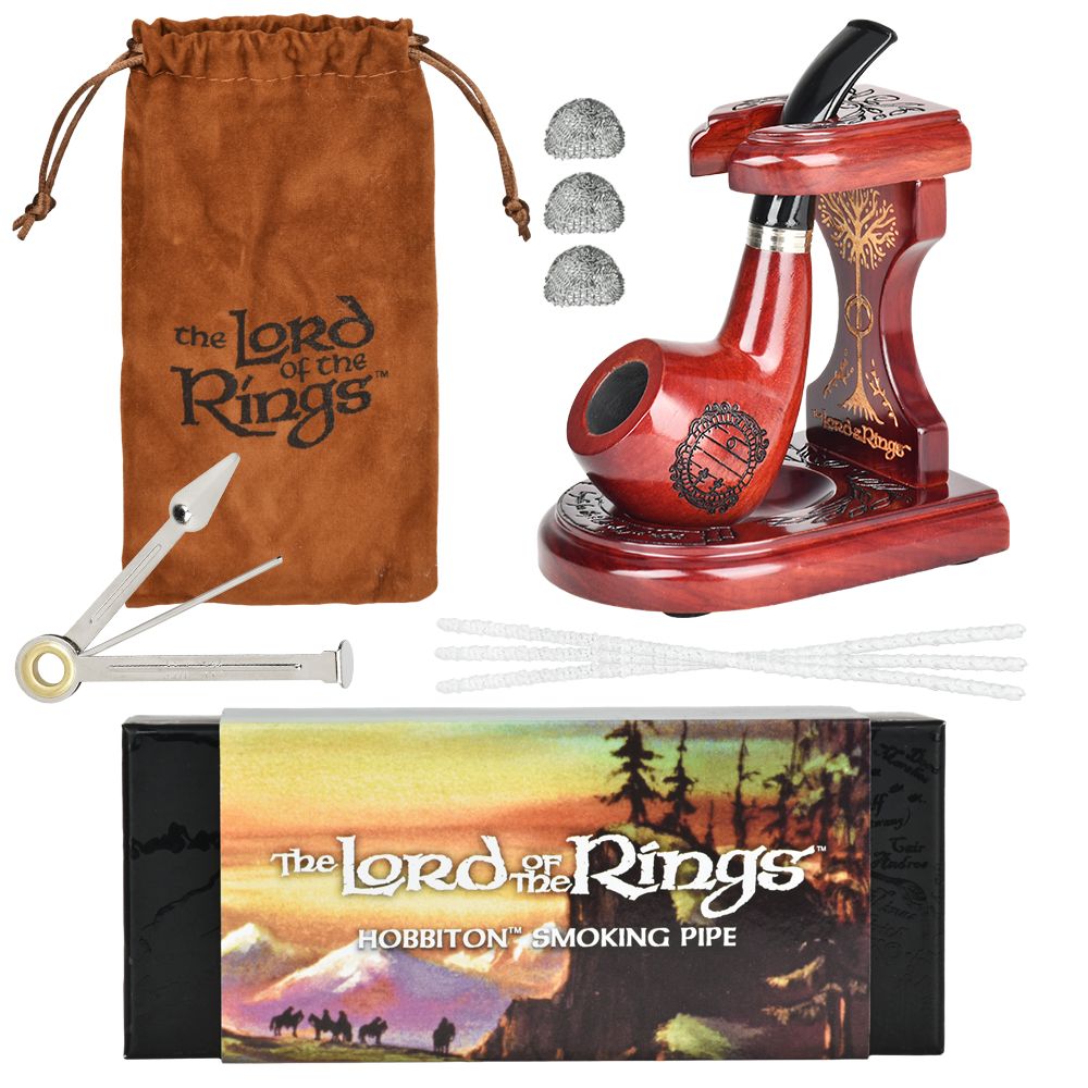 Pulsar Shire Pipes x LoTR HOBBITON Pipe & MIDDLE-EARTH Pipe Stand Bundle - 5.25" - Alderson Family Farms