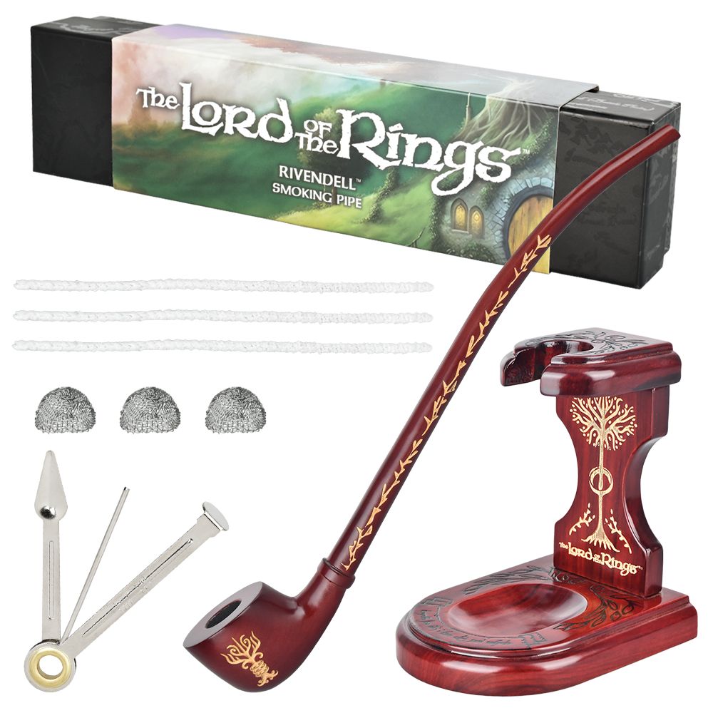 Pulsar Shire Pipes x LoTR RIVENDELL Pipe & MIDDLE-EARTH Pipe Stand Bundle - 12.75" - Alderson Family Farms